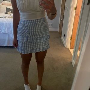 Size large plaid blue ruffle skirt